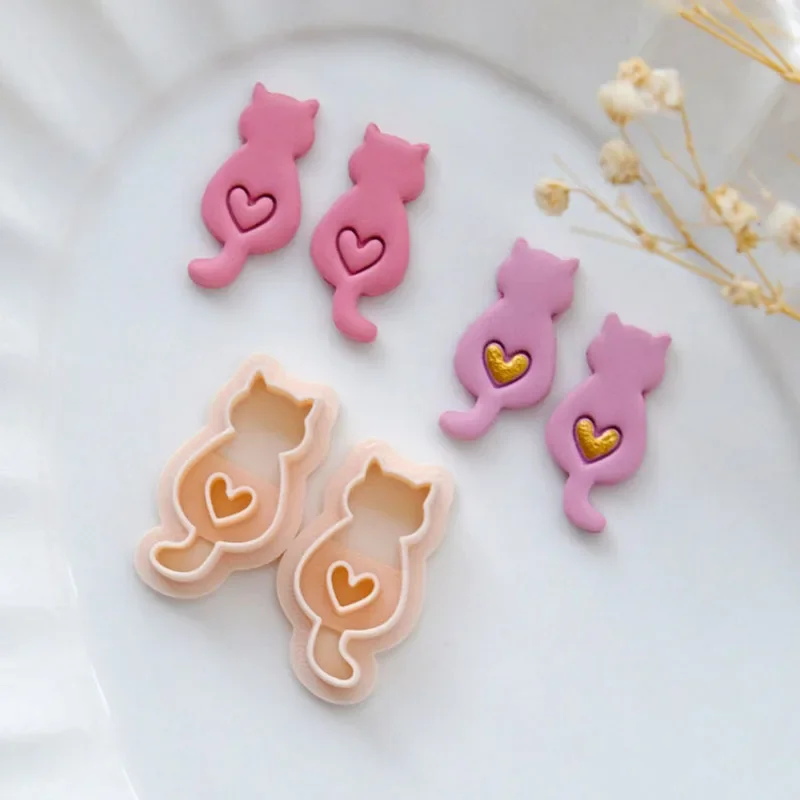 Polymer Clay Cutter Cat Polymer Clay Cutters Valentines Day Style Cutters Animal Shape Polymer Clay Earring Cutter Jewelry Making Tools