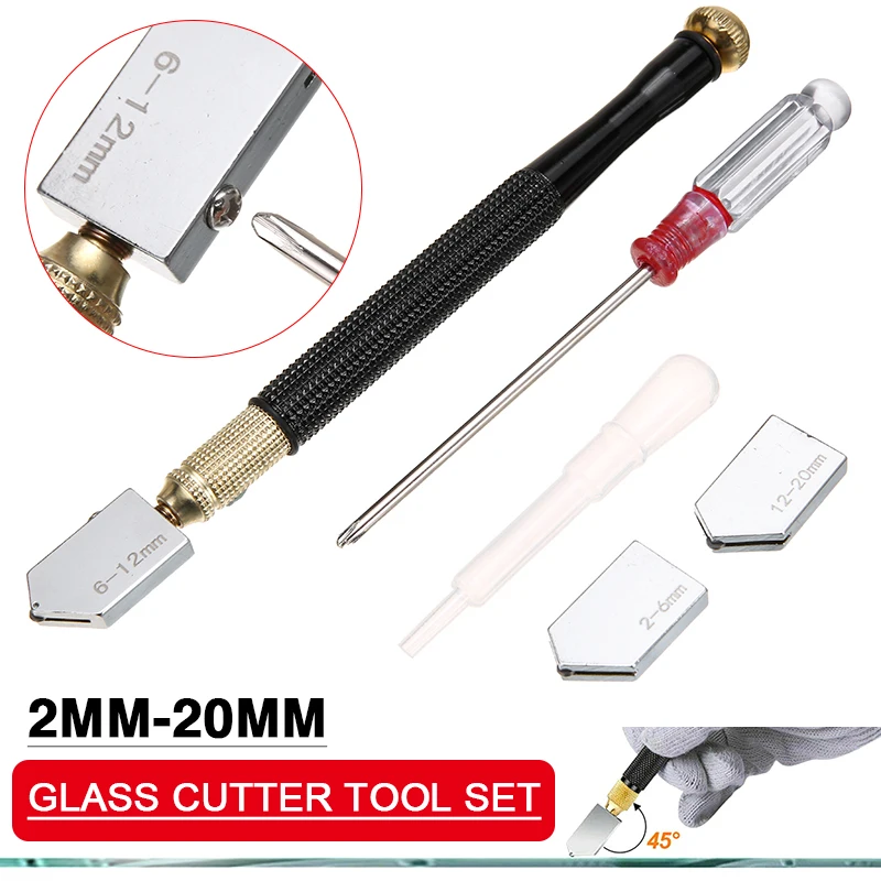 

5pcs Glass Cutter Set Metal Handle Screwdriver Oil Dropper With 2mm-20mm Cutting Head Diamond Ceramic Tile Cutting Hand Tool