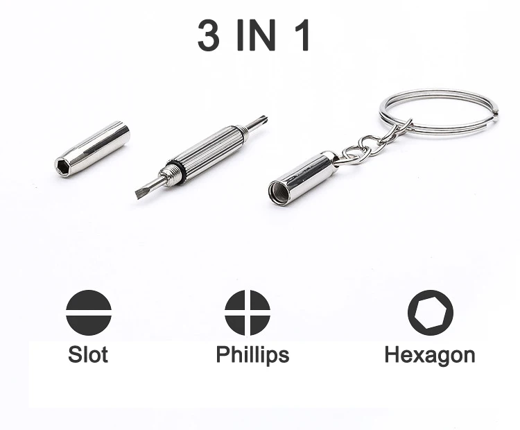 100pcs Multifunction 3 In 1 Keychain Screwdriver Glasses Phone Watch Repair Tool