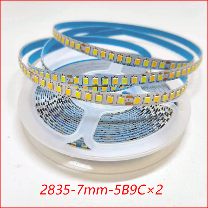 5meters 2835-7mm-5B9CÃ2 180D 3Colors Constant Current LED Strip 18WÃ2/Meter with 3000K+6500K LED Ribbon