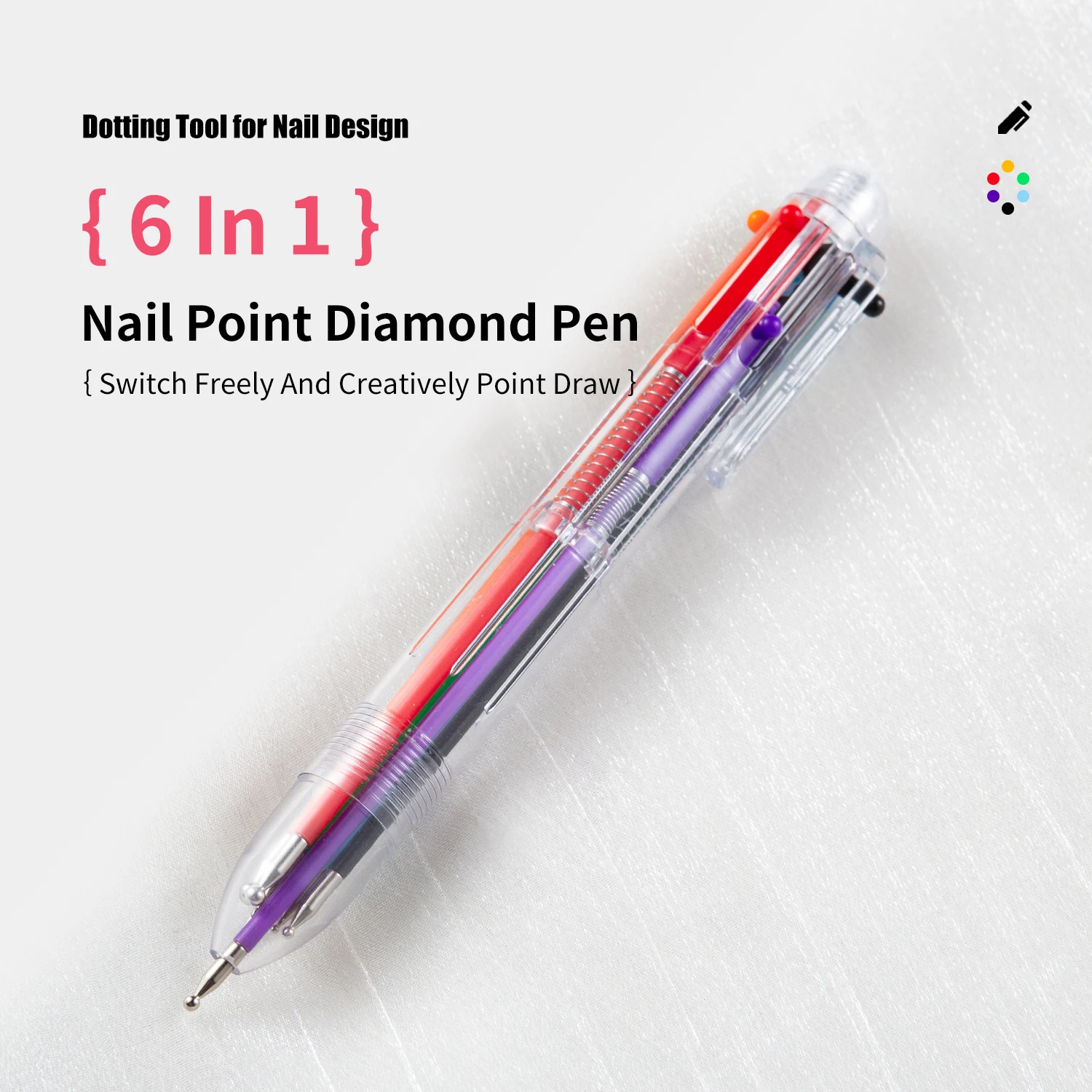 Nail Art Pen 6-in-1 Multi-tip Nail Dotting Tool for Gel Polish Painting Salon Home DIY Manicure Designs nail art pen nail art tools