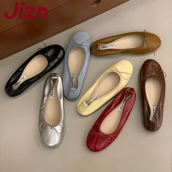 2026 New Female Shallow Women Ballet Flats Dance Shoes Round Toe Footwear Fashion Butterfly-Knot Ladies Flats Slip On Shoes 1