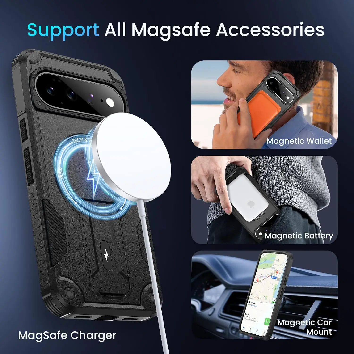Magnetic Protection Shockproof Phone Case with Upright Kickstand