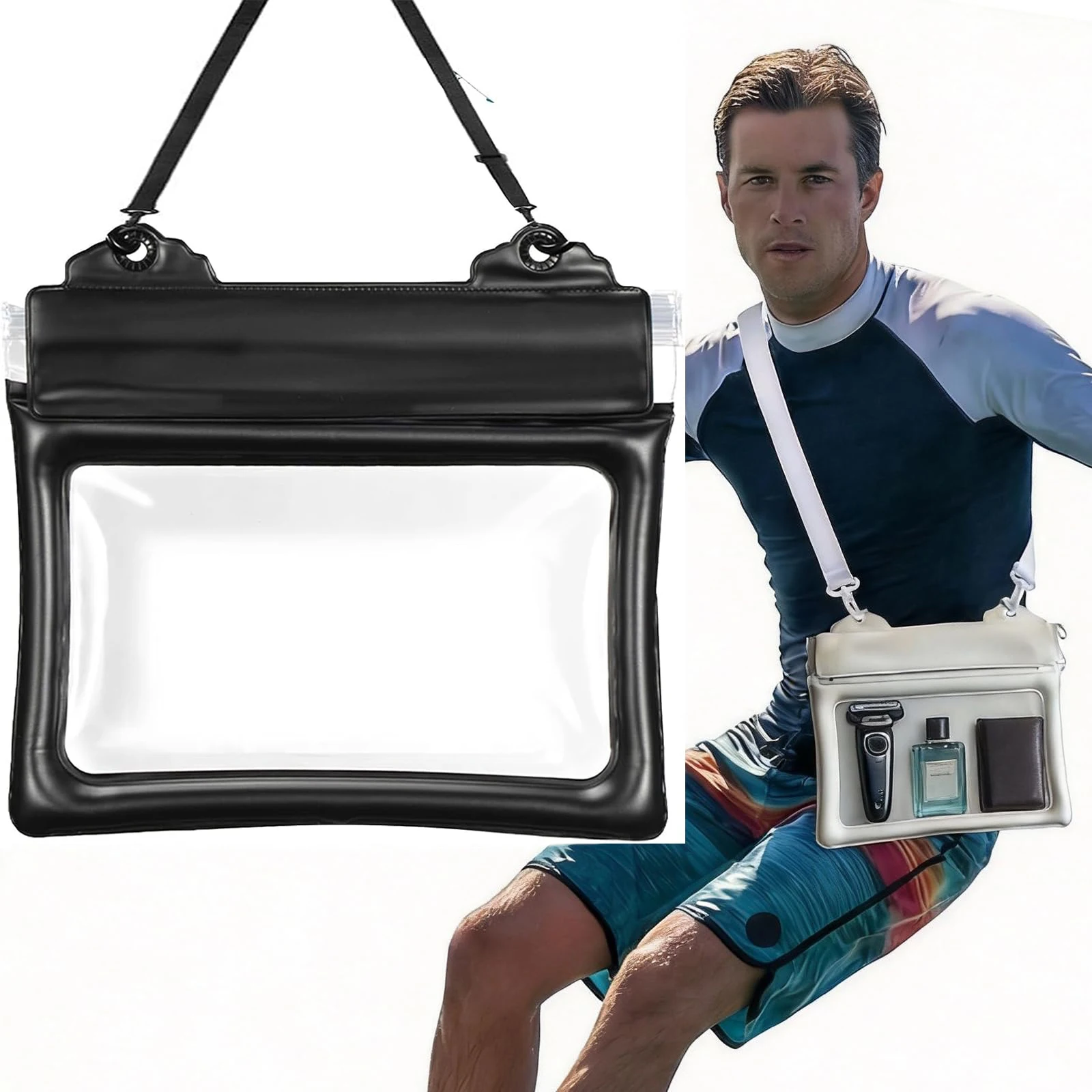 Waterproof Phone Pouch with Adjustable Shoulder Strap Floating Crossbody Bag Dry Bag for Beach Swimming Kayaking Boating Fishing