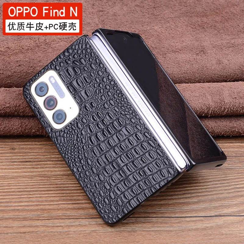 Hot Luxury Genuine Leather Wallet Business Phone Case For Oppo Find N Magicv Cover Credit Card Money Slot Cover Holster