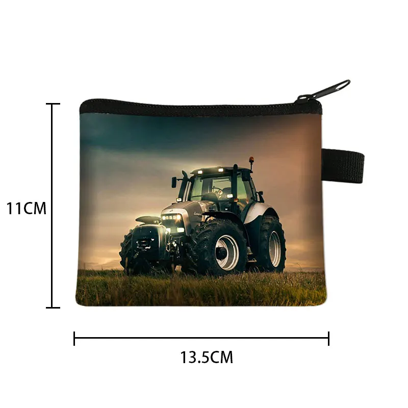 Coin Purse Coin Wallet Tractor Print Coin Purse Boy Girl Storage Bag Woman Shopping Portable Coin Bag Wallet ID Credit Card Gift