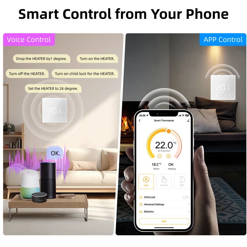 Smart WiFi Thermostat with Daily Programmable Temperature Control