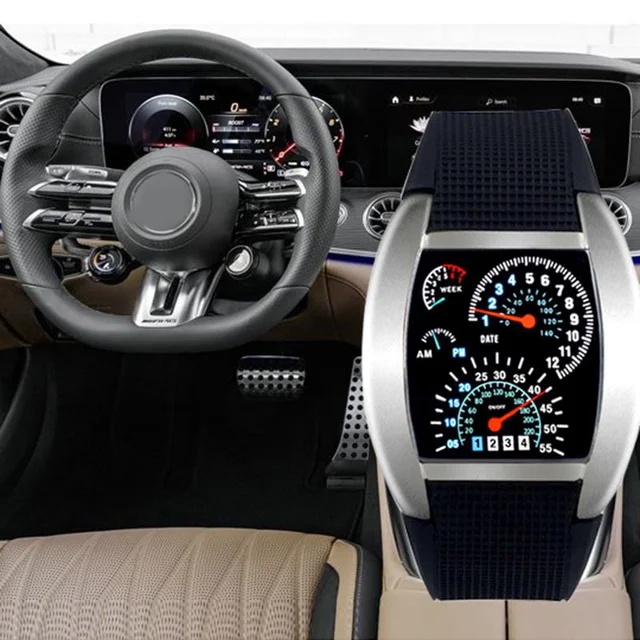 Racing dashboard electronic watch fashion sports aviation LED electronic watch men and women students personalised watch 4