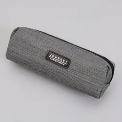 Blue Striped Canvas Pencil Case for Students - Simple Stationery Bag Gift (Dark gray)