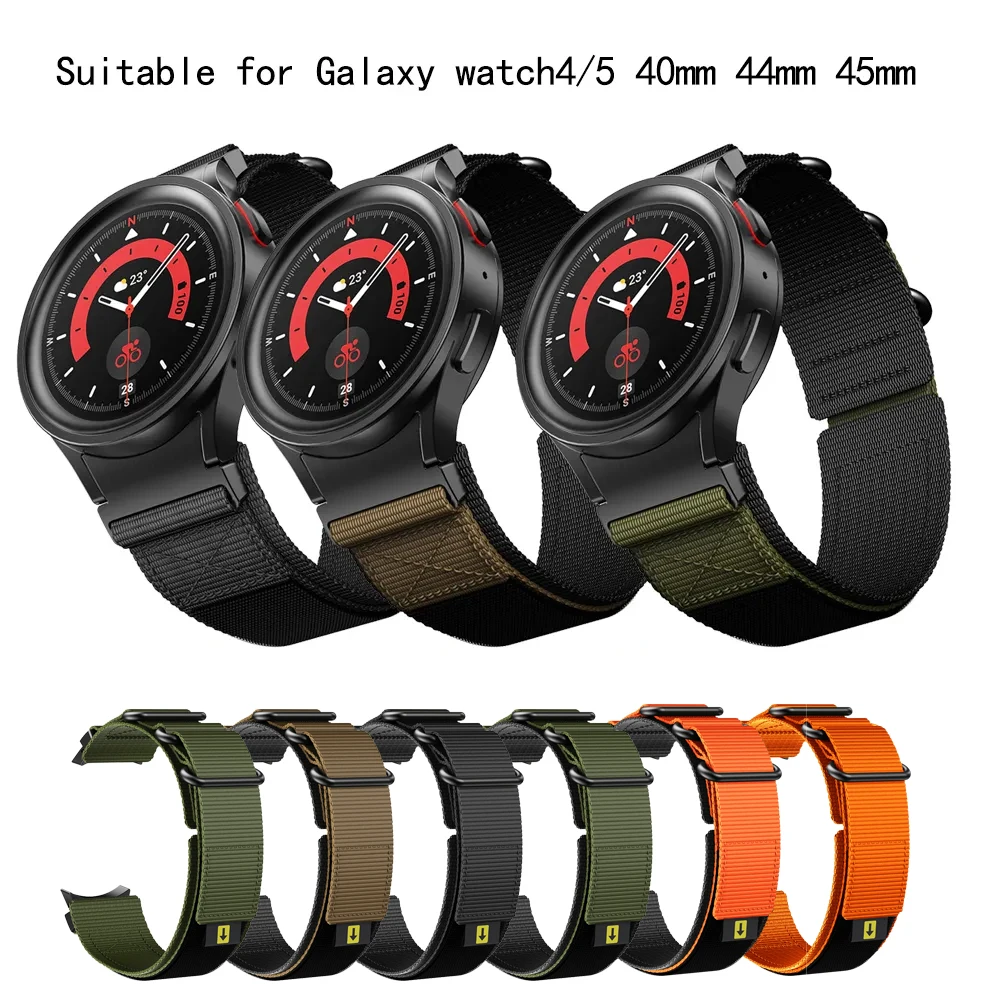 

20mm Nylon Sport Strap Wristband Compatible with Samsung Galaxy Watch 5 Band/Galaxy Watch 4 Band 40mm 44mm, Galaxy Watch 5 Pro
