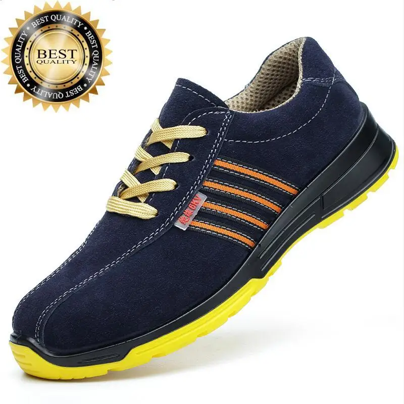 

steel size breathable mens plus toe cap working safety shoes electrician worker insulation shoe cow suede leather security boots