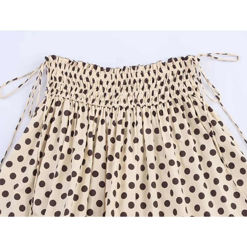 2025 Polka Dot Printing Pleated Long Skirts For Women Fashion 2025 New Chic Elegant Elastic Waist Midi Casual Skirts