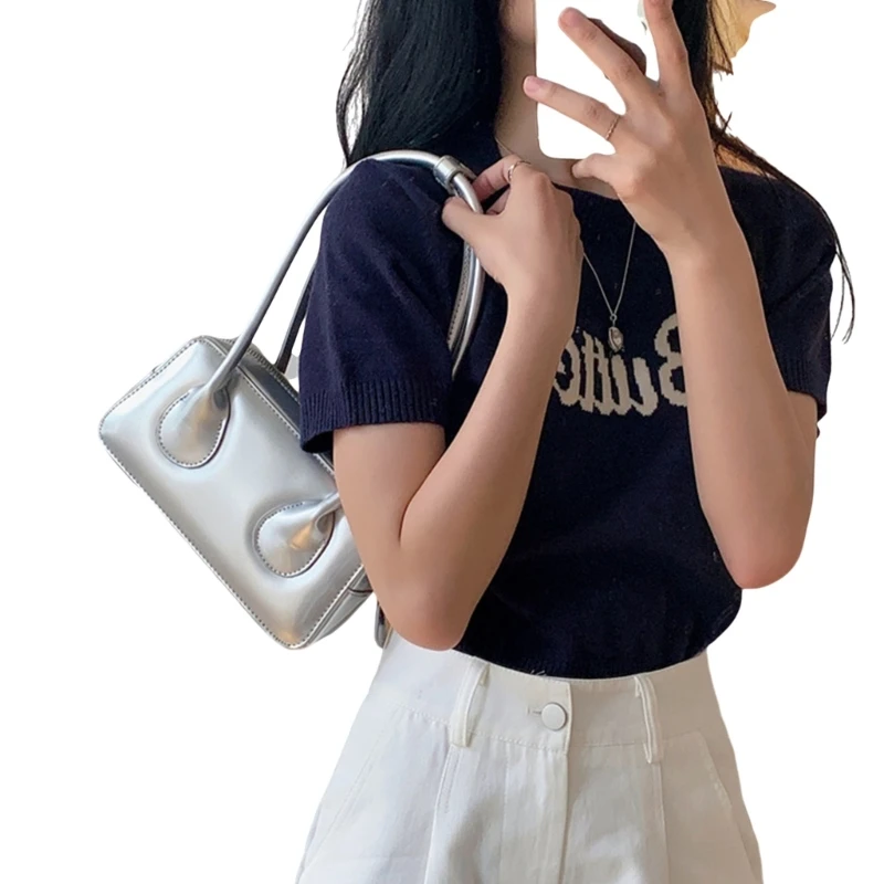 Fashion Women Handbag PU Leather Underarm Shoulder Bag with Top Handle E74B