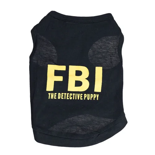 여름 개 옷 코튼 통기성 개 옷 FBI 위장 편지 인쇄 작은 개 조끼 T 셔츠 XS-L 강아지 경찰 조끼 옷 3