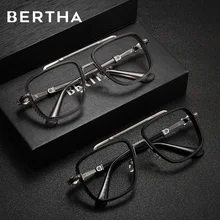 

BERTHA Retro Glasses Frame Men Glasses Frame Optical Computer Eyeglasses Anti Blue Ray Double Bridge Frame With Diopter SF1095