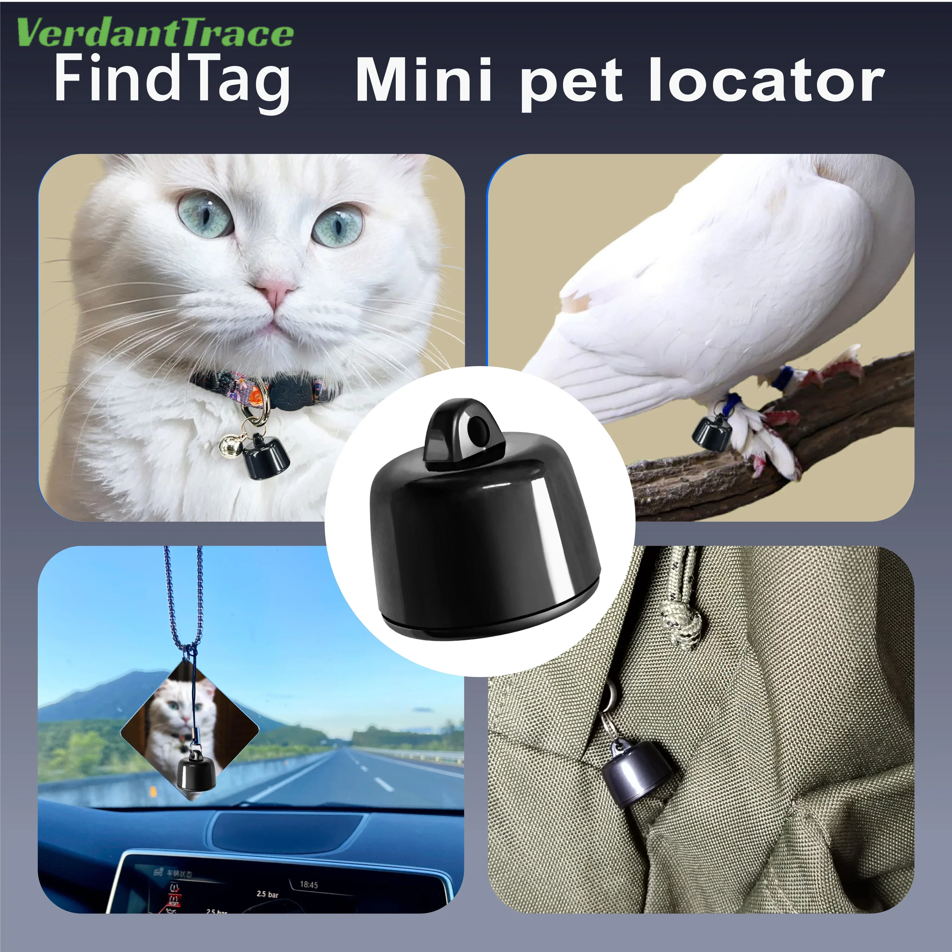 Mini Pet Global Locator for Android Apple Compatible Find My for Birds Dogs Cats View Three Days of Movement Tracks VerdantTrace