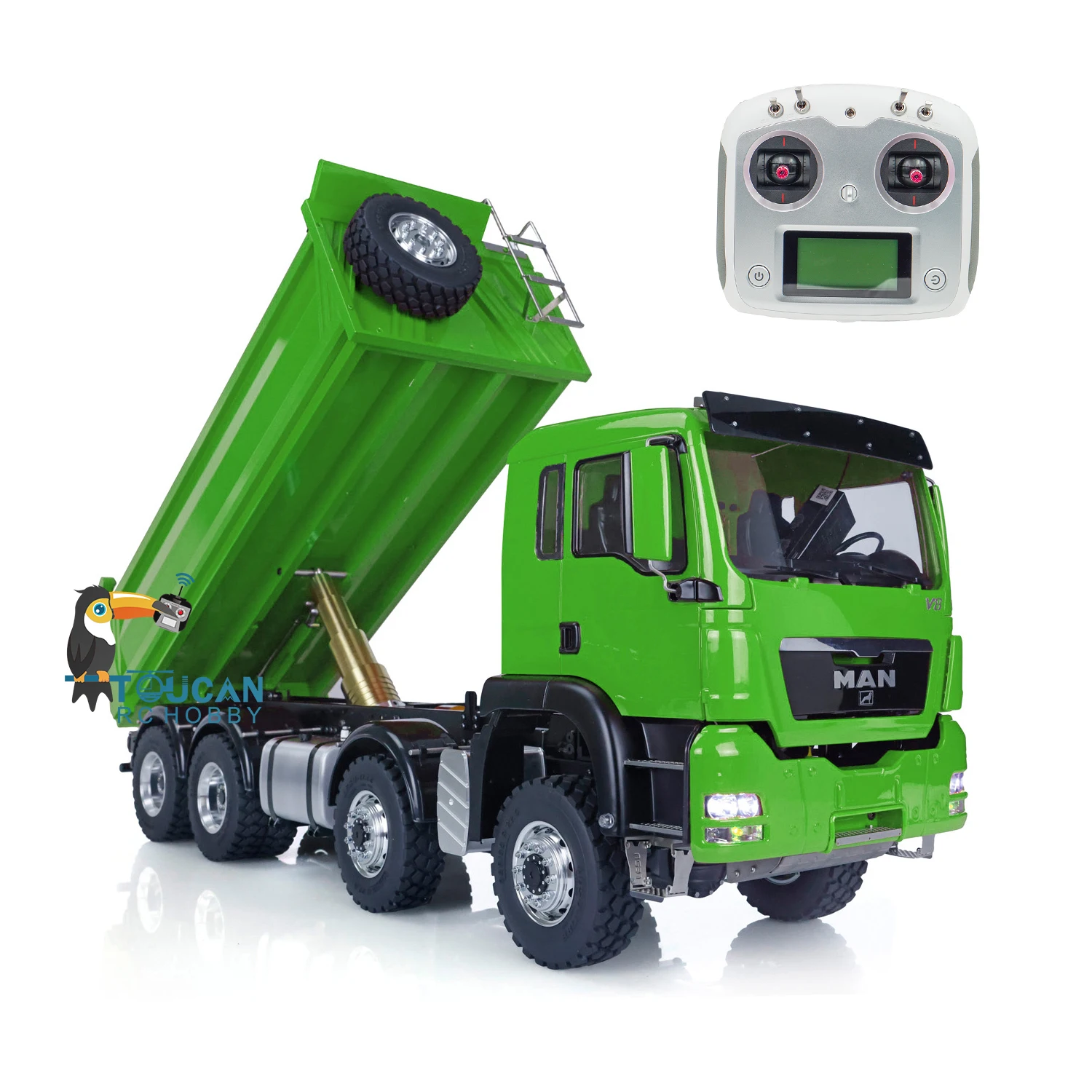 

LESU 1/14 MAN 8*8 Hydraulic RC Truck Tipper Dumper Car Painted Green Model With Sound Motor ESC Servo Radio Control THZH0351