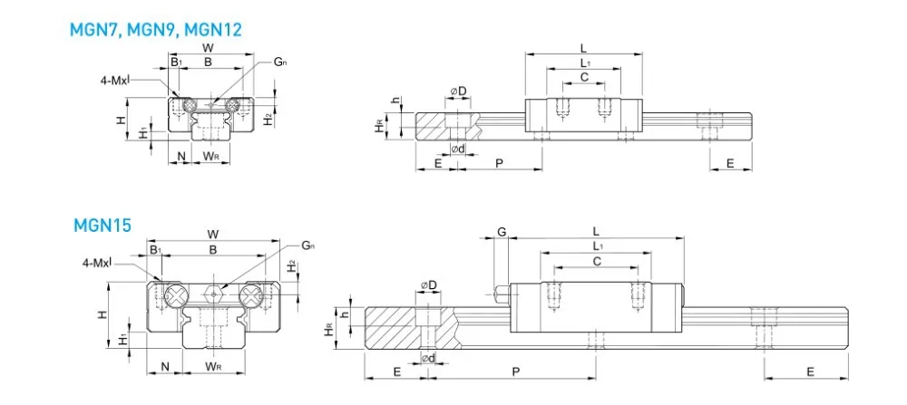 transporte, MGN7H, 440C, 150mm, MGN7, 150mm