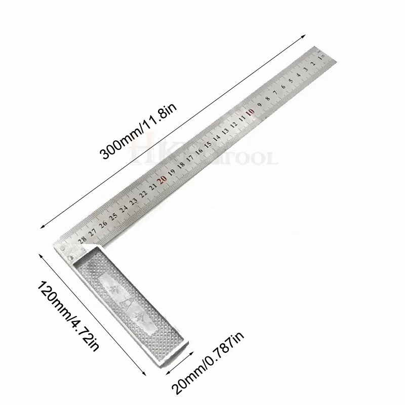 300mm 알루미늄 합금 각도 측정 사각자 목공용 알루미늄 합금 사각자 직각 90도 터닝 툴 게이지