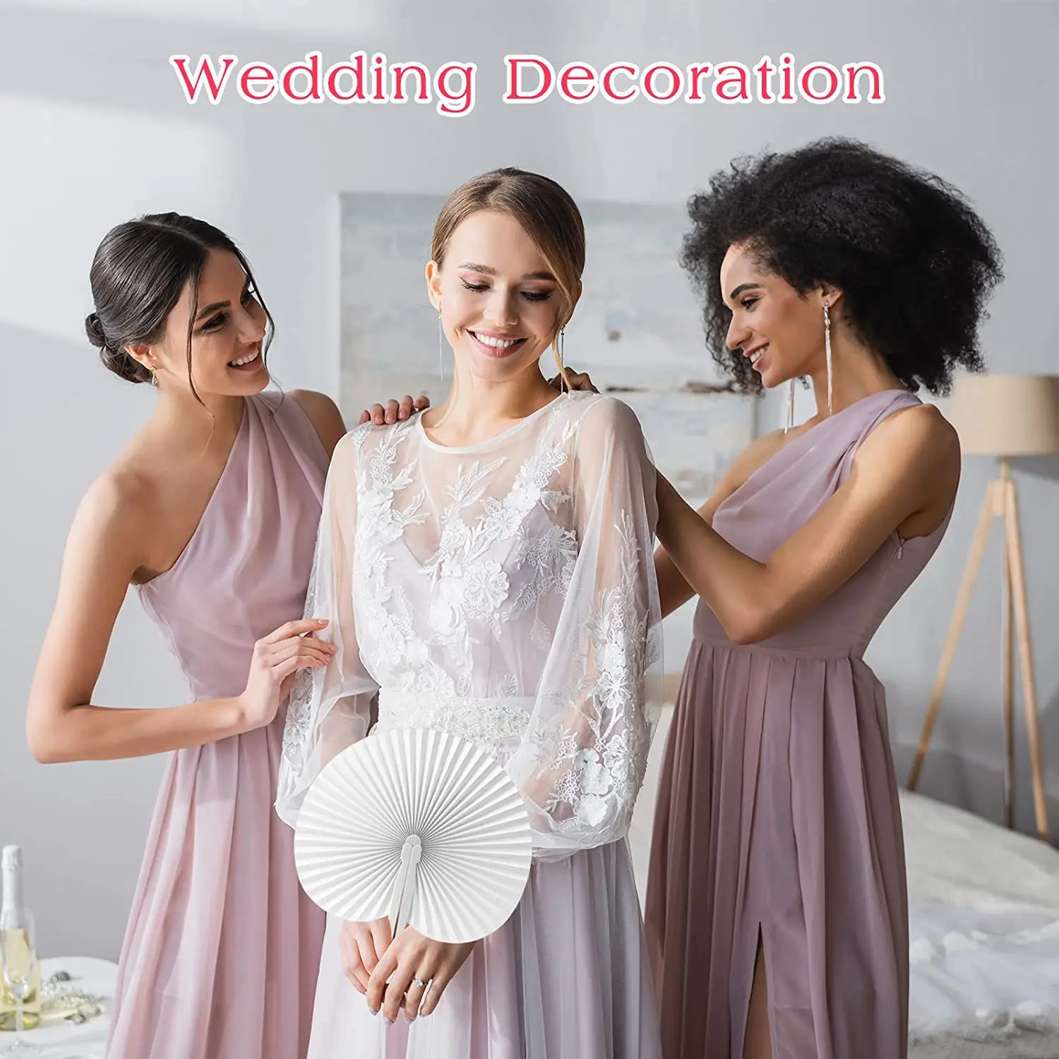 15/30/50cs Heart Shape Circular Folding Fan Blank Paper Hand Fans With Plastic Handles DIY Painting Birthday Wedding Party Decor