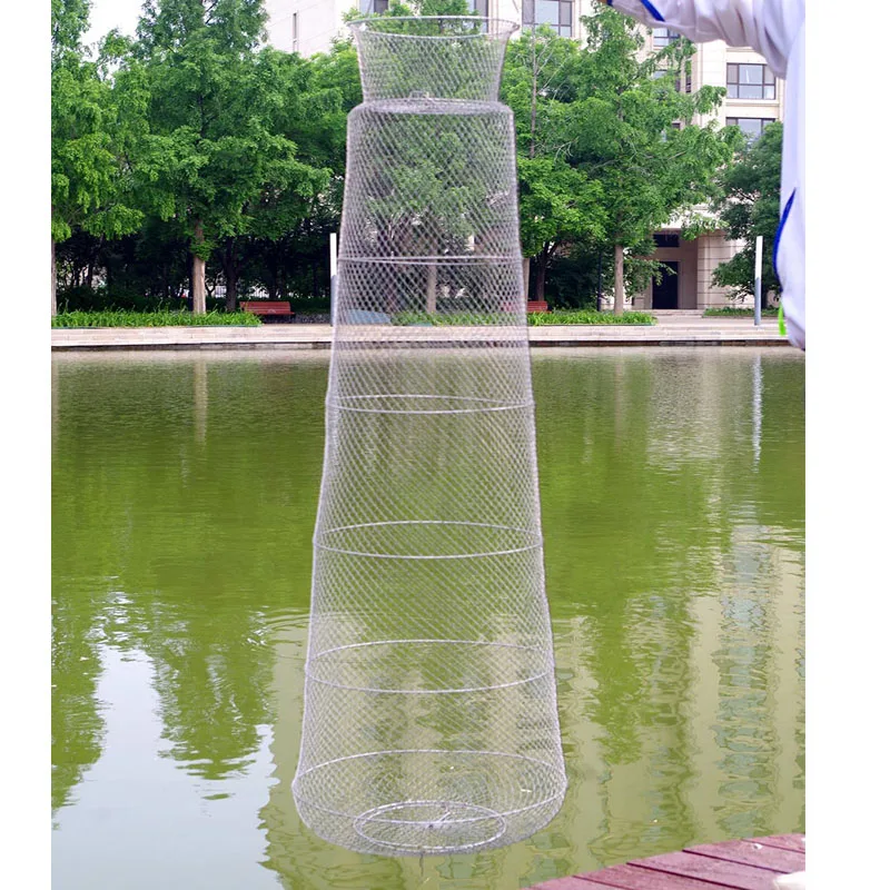 Cestino Portapesce Pieghevole In Acciaio Inox E Plastica Diametro 26cm - Portatile Per Gamberetti E Pesca