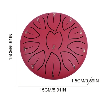 6 Inch 11 Notes Hand Pan Drum with Drum Bag Music Book Drum Mallets Finger Picks Rain Chime for Yoga Meditation Unique Gift 5