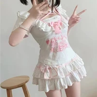 Deeptown Harajuku Y2k Lolita Mini Skirt Women Bow Japanese Style Kawaii Pleated Skirts Sweet Dot Ruffles Cake Layered Skirts - Image 6