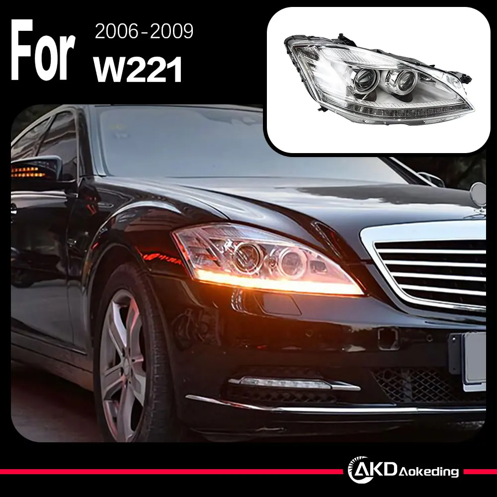 AKD-Lámpara de cabeza de estilo de coche para W221 2006-2009 S300 S400, proyector LED DRL, Accesorios de coche modificados