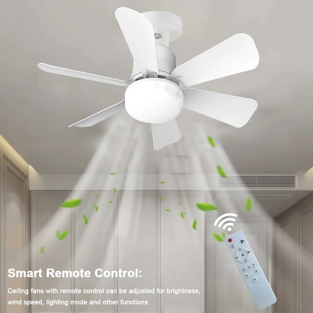 Modern White Ceiling Fan with LED Light and Remote Control
