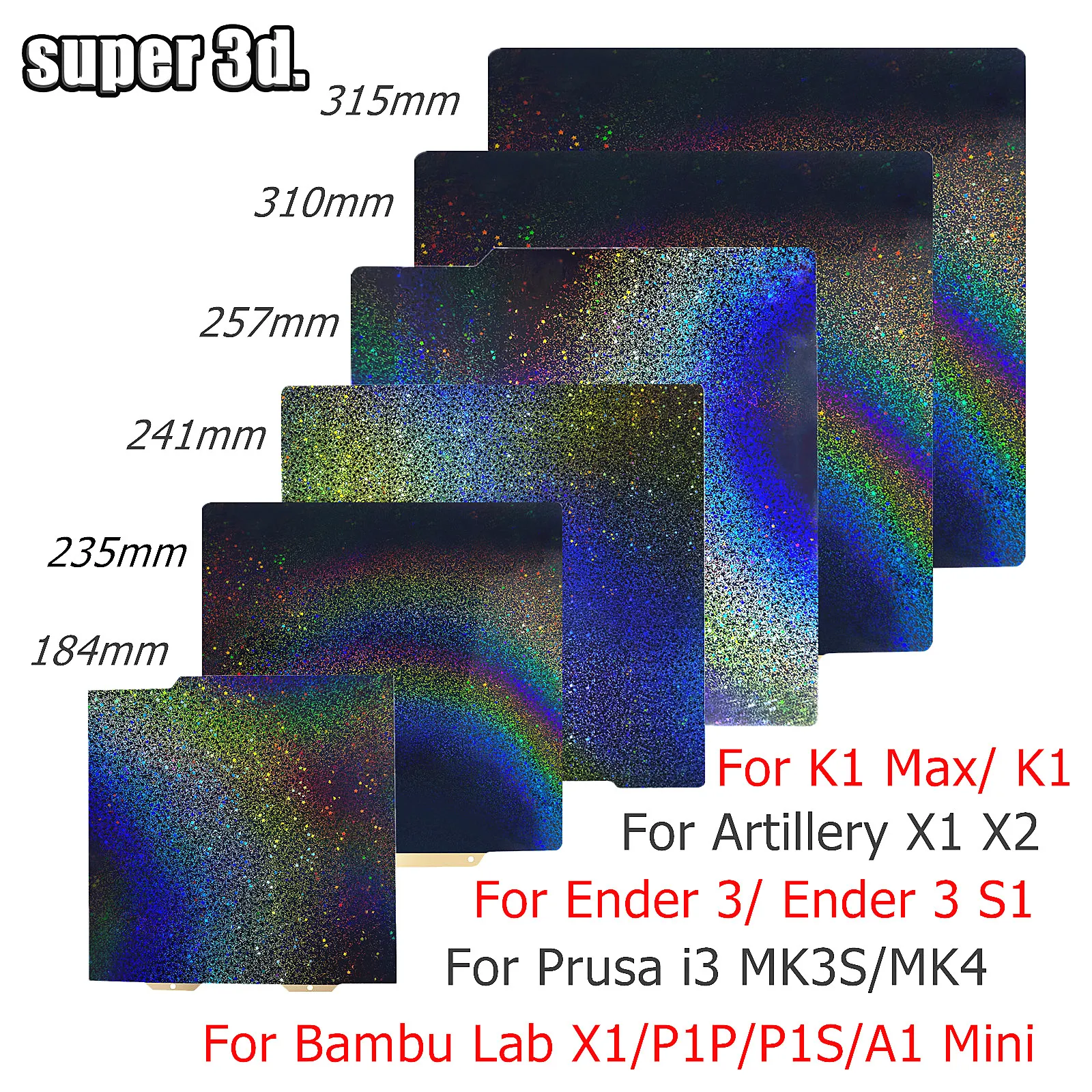 Pey Build Plate Pei Sheet Per Artillery X1 X2 K1 Max Prusa I3 Mk3S Mk4 Magnetic P1P X1C Build Plate Starry Pey Plate Per Ender 3