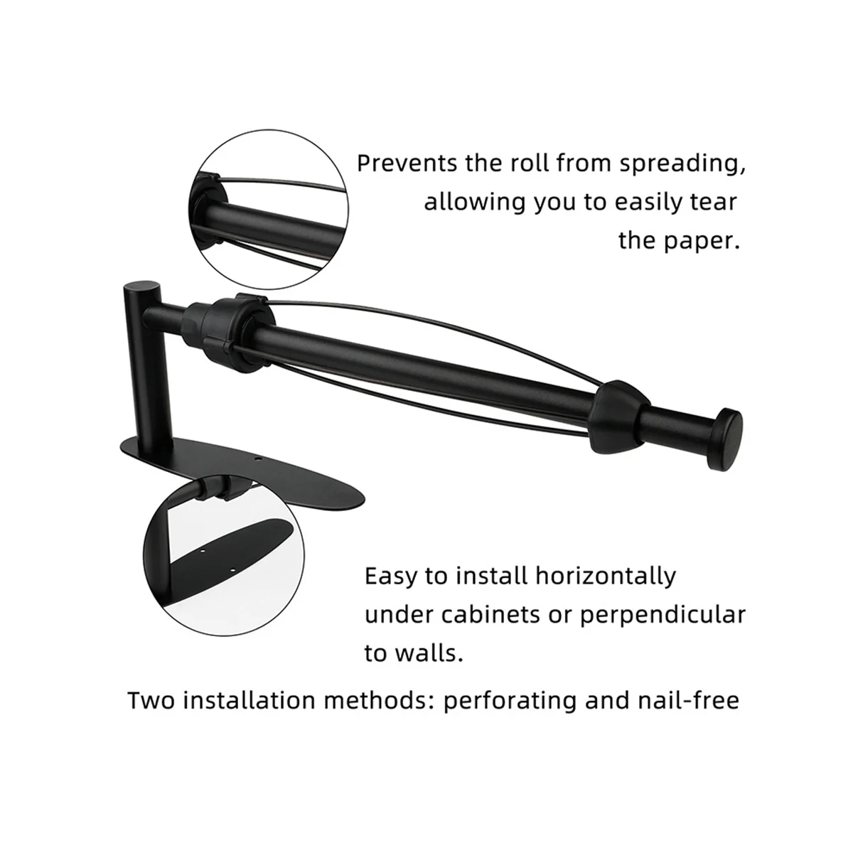 

Kitchen Roll Holder No Drilling Required One-Hand Tearable Paper Towel Holder for Kitchen / Bathroom Kitchen