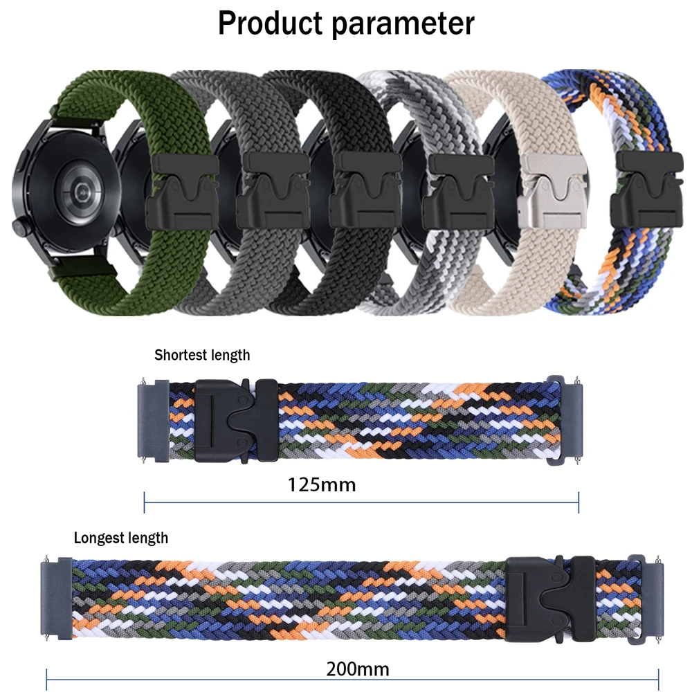 Nylon Braided Smartwatch Bracelet – 20mm/22mm Sports Strap