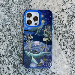 Space Ocean Whale Shark Shockproof Laser Phone Case Cover for iPhone 17 Pro (CH - Blue TKJY 1)