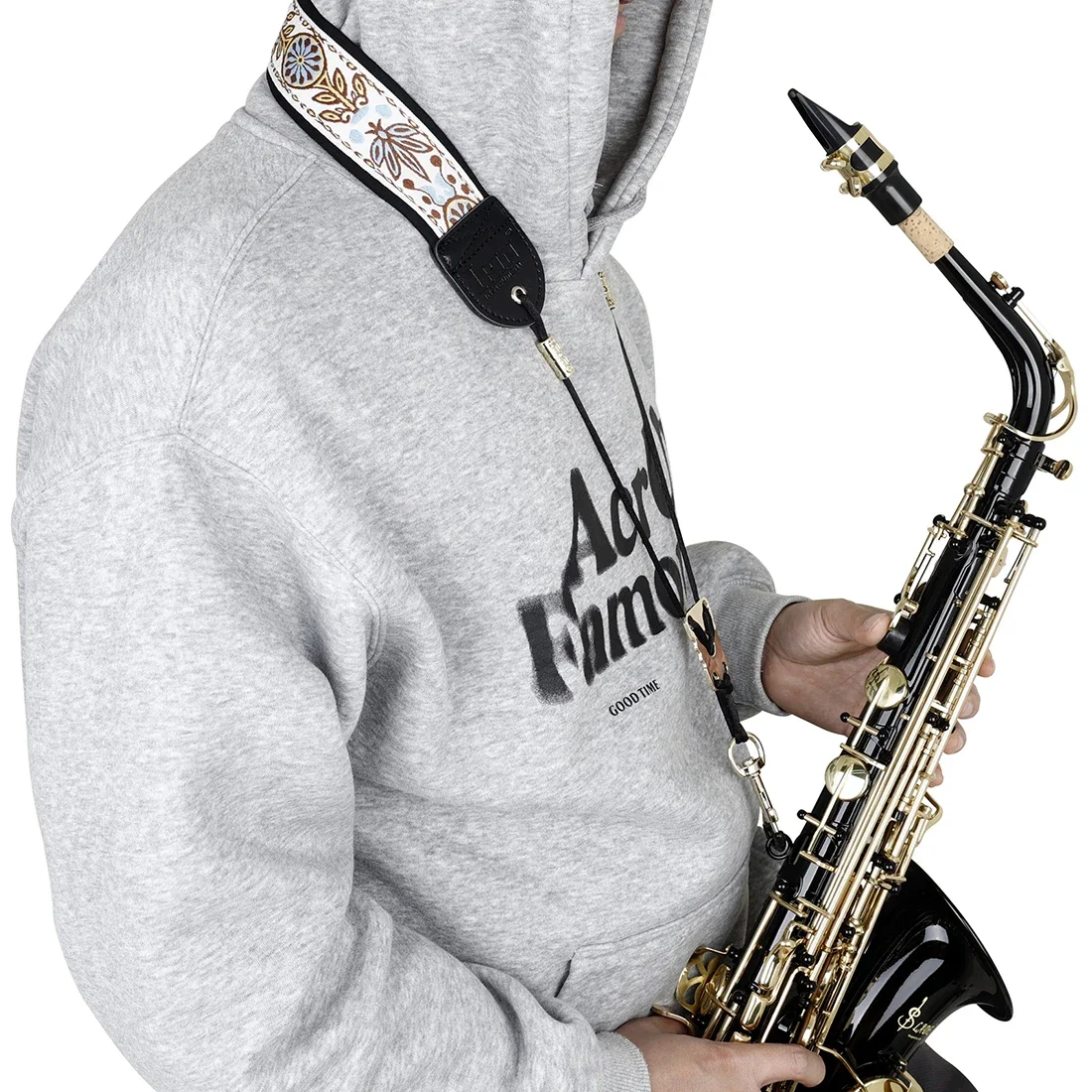 Premium Adjustable Leather Saxophone Neck Strap - Universal Fit for Soprano, Alto, and Tenor Saxophones