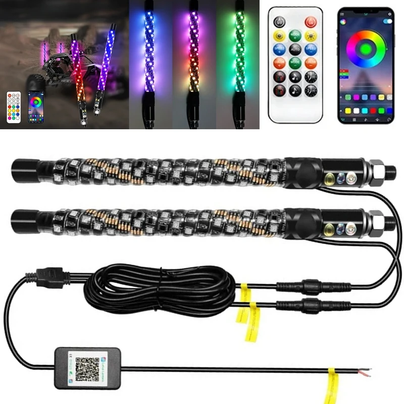 

Фонари светодиодный Whip 12-24 В, IP68, Bluetooth, дистанционное управление, голосовое управление, разноцветные фонари светодиодный кнут для UTV ATV, внедорожника