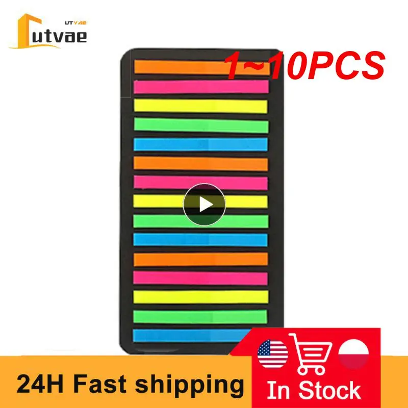 

1~10PCS Color Stickers Transparent Fluorescent Index Tabs Flags Stationery Children Gifts School Office Supplies