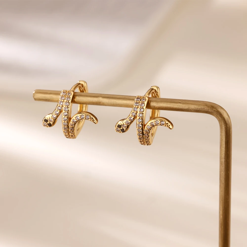 Zircon Green Snake Stud Earrings For Women