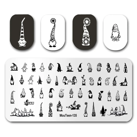 Nail Art Stamp MouTeen173 New Year Christmas Day Nail Plates Stamp Manicure Set For Nail Art Stamping 5