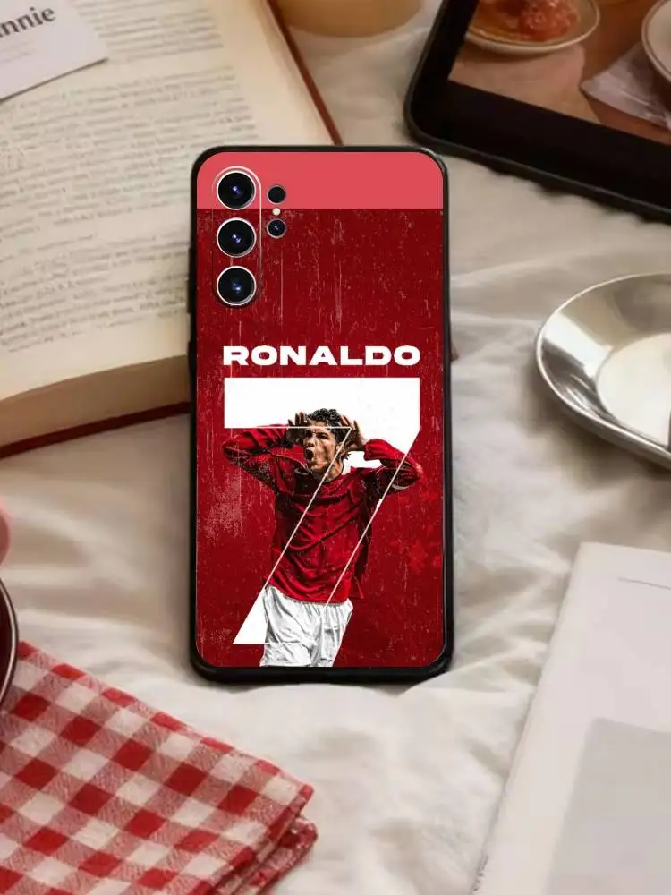 Elegant Black Soft Phone Case Featuring Iconic Football Legend Ronaldo Design