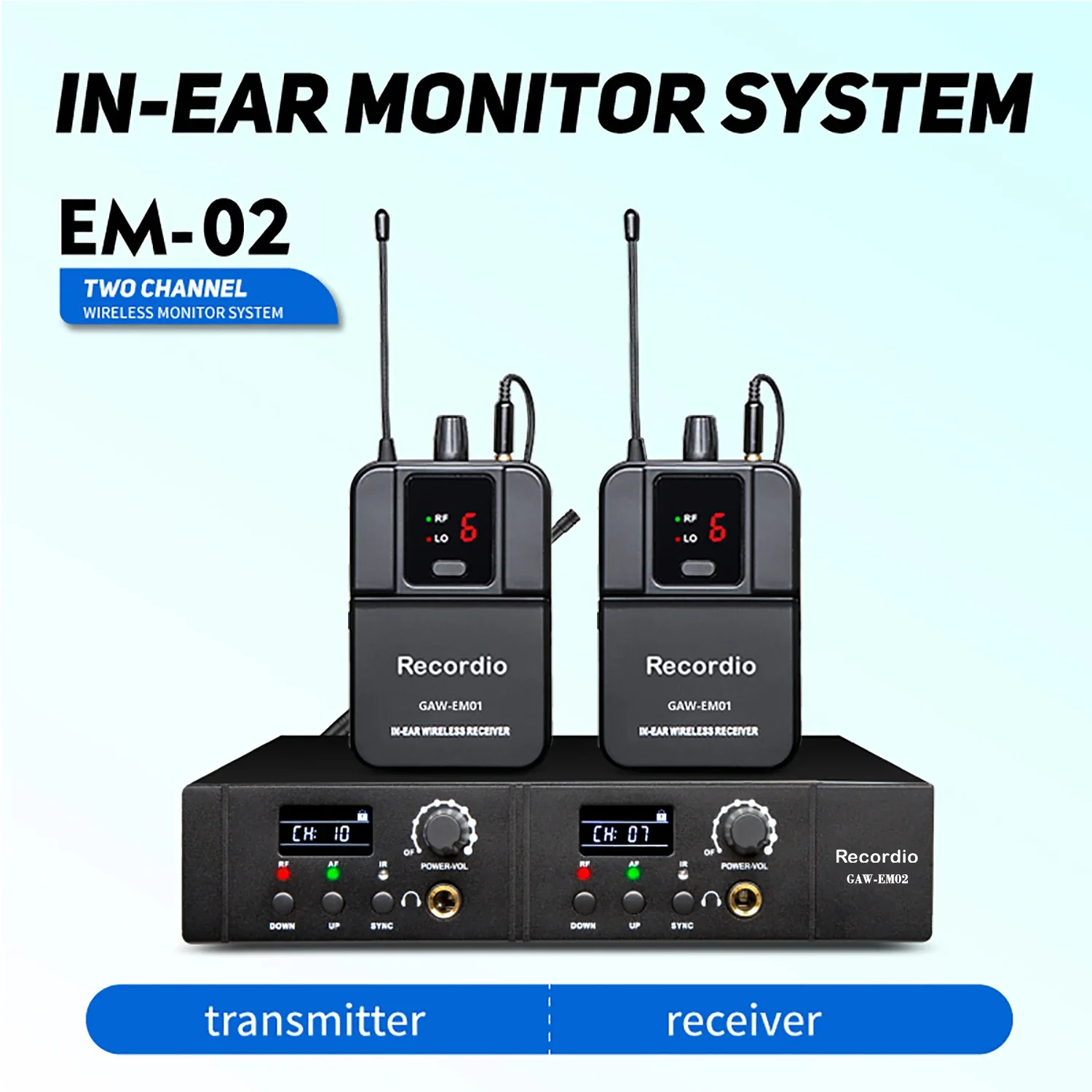 GAW-EM02 Professional Stage Wireless Listening Into The Ear Listening System Performance Monitor Headphone System