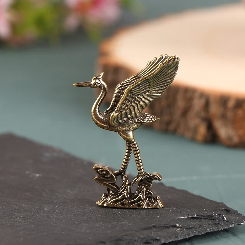 1 Stück Messing-Kranich-Figuren Miniaturen Tischdekoration Kleine Tierstatue Wohnzimmerdekoration Handwerkszubehör – Detail 3