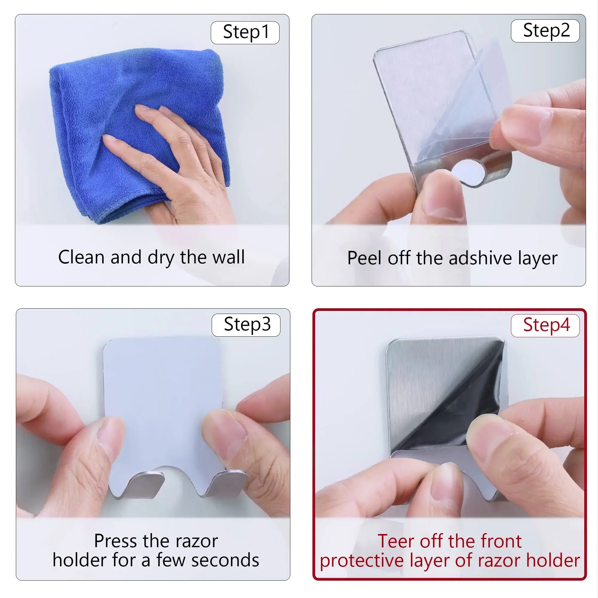 Bathroom Space Stainless ABS Razor Holder Storage Hook Wall Men Shaving Shaver Shelf Punch Free Accessories Organization