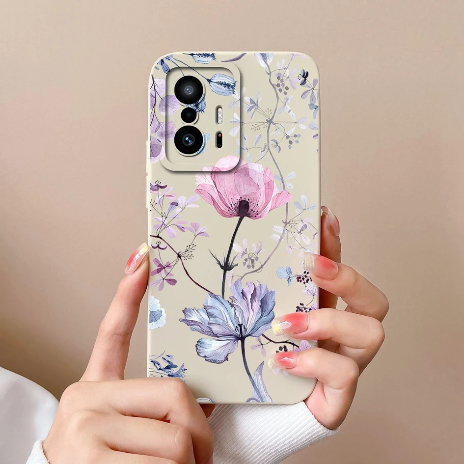 Fashion Design Matte Liquid Silicone Case with Screen Protector for Xiaomi 11T Pro - Sweet Girls Collection