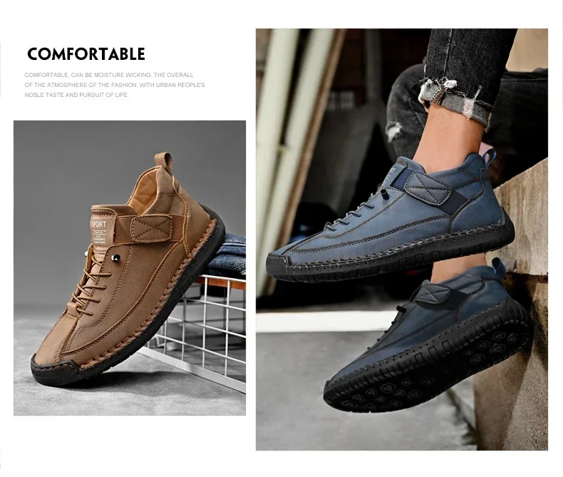 S0e4d9768c8f14162945e88de9f9ecf46k Handmade Breathable Leather Men Shoes Comfortable Casual Sneakers Plus Size