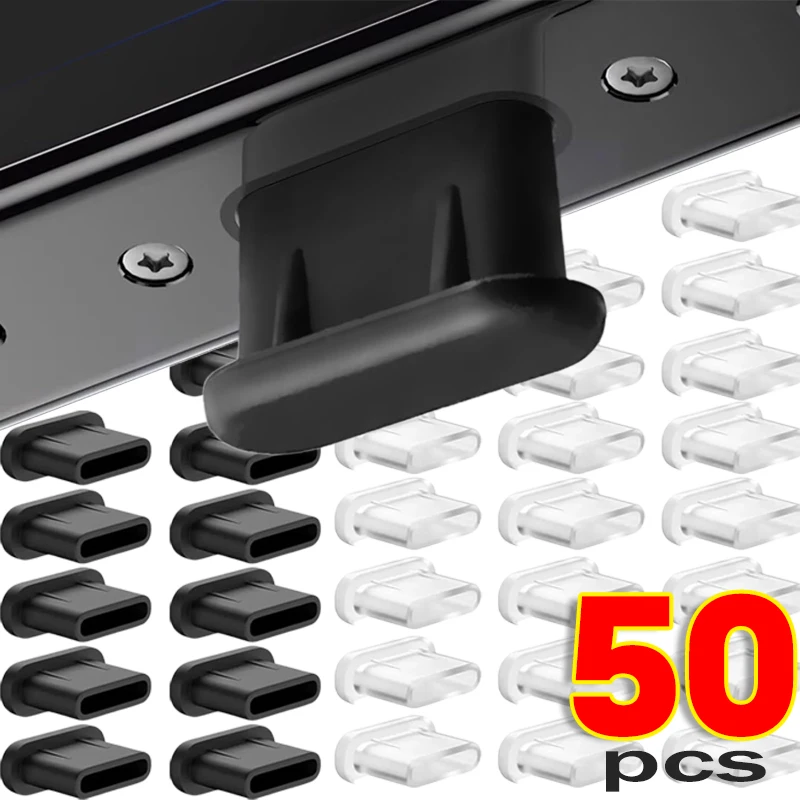1-50Pcs Type C Charging Port Silicone Dust Plug for iPhone 16 15 Pro Max Samsung Xiaomi USB C Anti-Dust Stopper Dustplugs