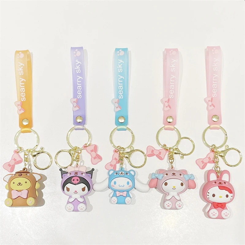 

Anime Sanrio Keychain Pendant Kawaii My Melody HelloKitty Kuromi Cinnamoroll Purin Dog Bag Pendant Key Buckle Accessories Gift