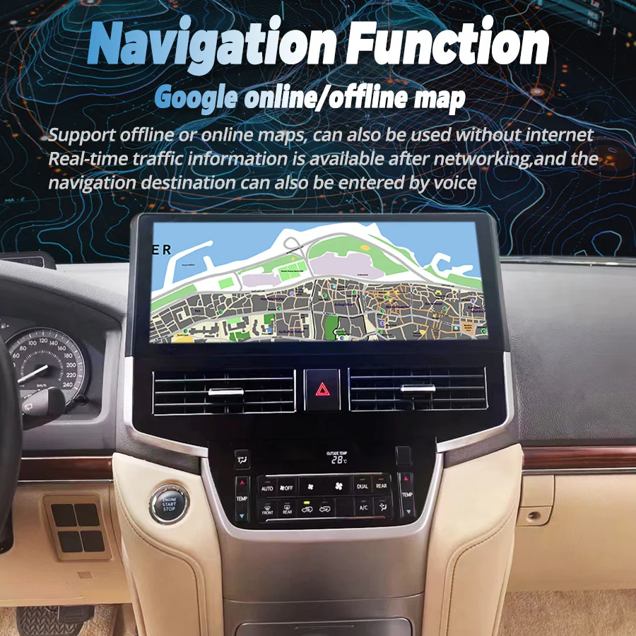 ڵ  ȵ̵ 12 Ƽ̵ ÷̾ GPS ׺̼ ī÷, 15 ġ ũ LC200 200-2016 Ÿ  ũ 2019 128GB