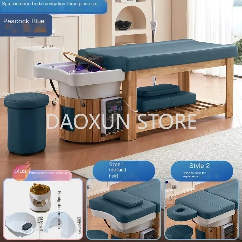 Description Picture 2 of itemHead Spa Wooden Shampoo Chair Fumigation Hair Salon Lighting Equipments Bed Therapy Chaise De Coiffure Salon Furniture MQ50SC