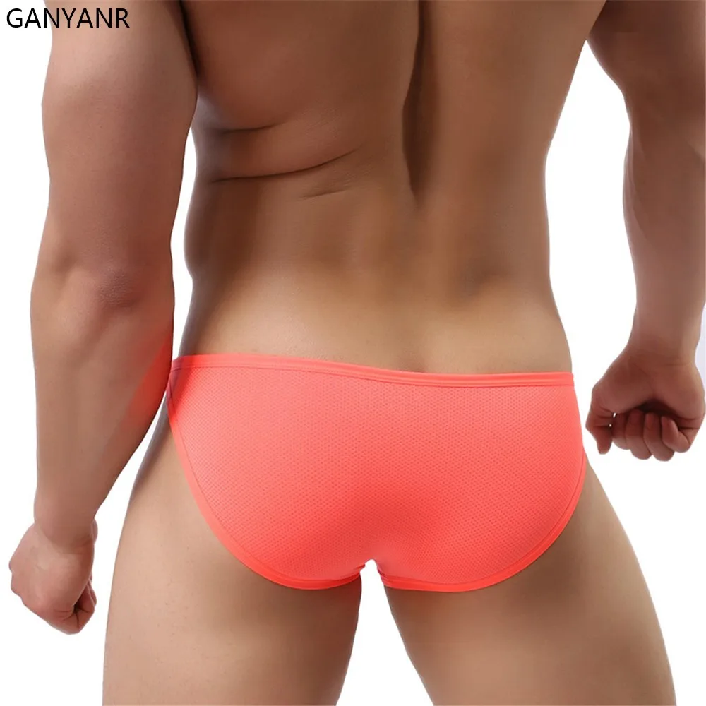 GANYANR Gay Men Swimwear Swim Briefs Swimming Shorts Trunks Swimsuit Thong Bikini Slip Penis Pouch Beachwear Surfwear Sexy Sunga