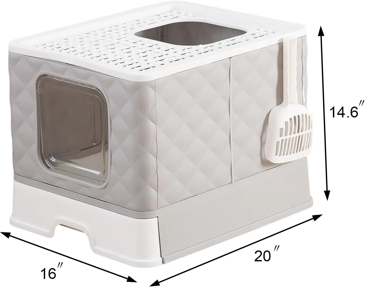 Foldable Cat Litter Box with Top Exit & Front Entry | Jumbo Size Enclosed Design & Built-in Scoop Storage | Splash-Proof Litter